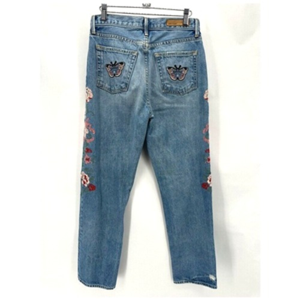 GRLFRND x Revolve Helena High Rise Straight Ankle Jeans Size 27 Embroidered Boho